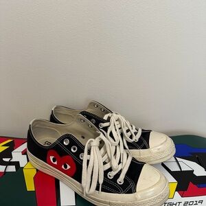 Converse Black and White Sneakers with Red Heart